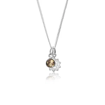 The Jewellery Store London Women's Silver / Yellow / Orange Solar Plexus Chakra/manipura Chakra Charm Necklace In Sterling Silv