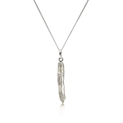 The Jewellery Store London Women's Thin Biwa Pearl Necklace In Sterling Silver