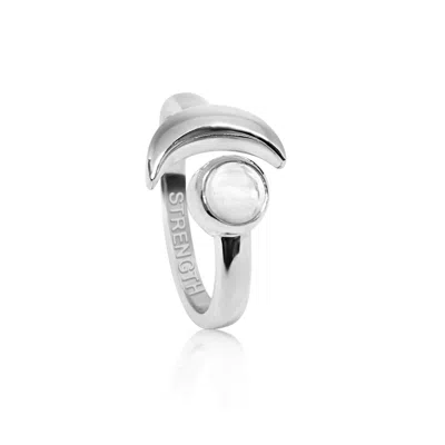 The Jewellery Store London Women's White / Silver Adjustable April Strength Birthstone Ring In Sterling Silver-crystal