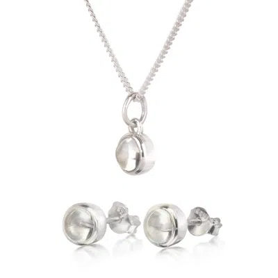 The Jewellery Store London Women's White / Silver April Birthstone Jewellery Set With Crystal In Sterling Silver
