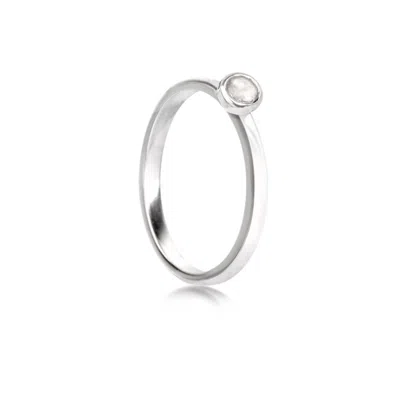The Jewellery Store London Women's White / Silver April Birthstone Stackable Ring With Crystal Gemstone In Sterling Silver