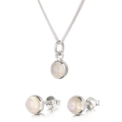 The Jewellery Store London Women's White / Silver June Birthstone Jewellery Set In Sterling Silver-moonstone