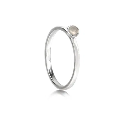 The Jewellery Store London Women's White / Silver June Birthstone Stackable Ring With Moonstone In Sterling Silver