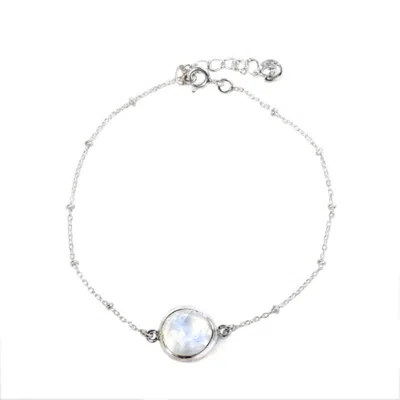The Jewellery Store London Women's White / Silver Moonstone You Are Loved Bracelet In Sterling Silver