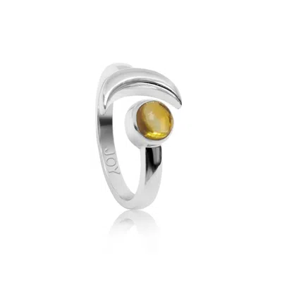 The Jewellery Store London Women's Yellow / Orange / Silver Adjustable November Joy Birthstone Ring In Sterling Silver- Citrine