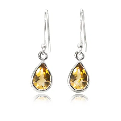The Jewellery Store London Women's Yellow / Orange / Silver Faceted Citrine Teardrop Earrings In Sterling Silver In Multi