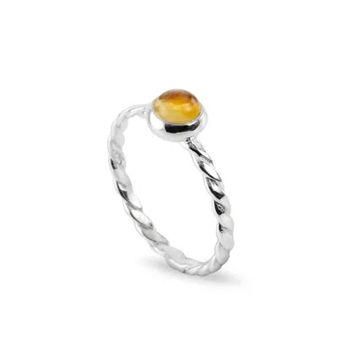 The Jewellery Store London Women's Yellow / Orange / Silver November Birthstone Ring In Sterling Silver- Citrine