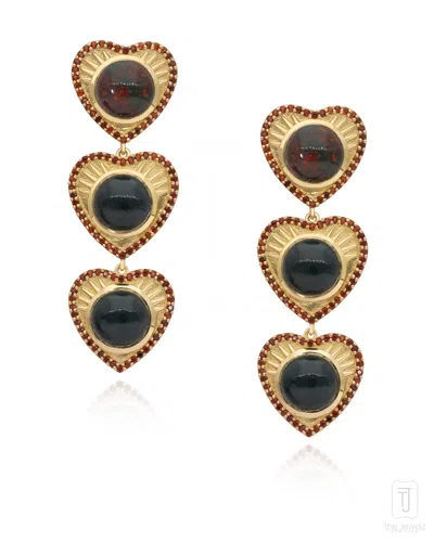 The Jewelz Black / Neutrals Love Maze Bloodstone Silver Dangle Earrings For Women