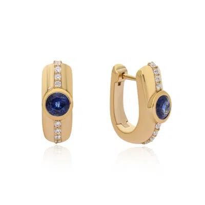 The Jewelz Blue Rush Sterling Silver Huggies Earrings For Women