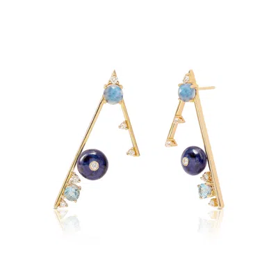 The Jewelz Blue / Yellow / Gold Gold Sapphire Beads Danglers Earrings For Women