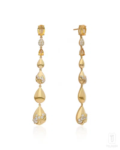The Jewelz Gold / Yellow / Orange Amber Chords Citrine Silver Earrings Gifting For Women