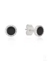 The Jewelz Men's Black / White / Grey Noir Pulse Black Onyx Silver Earrings In Multi