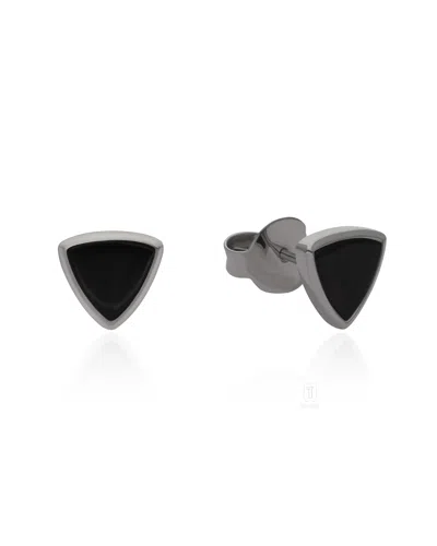 The Jewelz Men's Grey / Silver / Black Nightform Black Onyx Silver Studs Earrings
