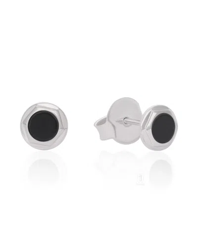 The Jewelz Men's Neutrals / White / Silver Shadow Gleam Black Onyx Silver Earrings In Multi