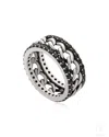 The Jewelz Men's Silver / Black / Grey Nexus Curb Band Silver Ring Gifting For Father's Day
