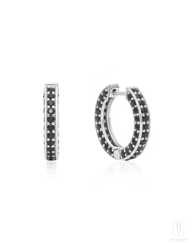 The Jewelz Men's White / Silver / Black Midnight Trail Black Spinel Silver Huggies