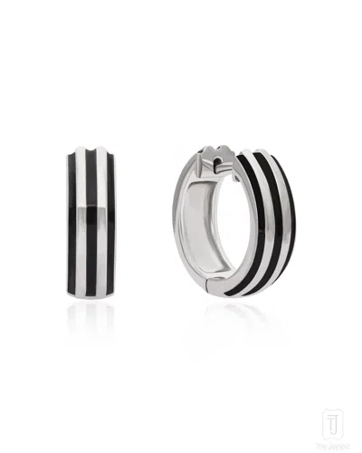 The Jewelz Men's White / Silver / Black Night Gloss Silver Earrings In Multi