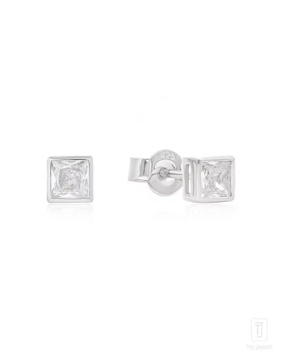 The Jewelz Men's White / Silver / Neutrals Iceframe Silver Stud Earrings