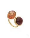 The Jewelz Red / Pink / Purple Tourmaline Toi Et Moi Sweet & Absolute Silver Ring For Women