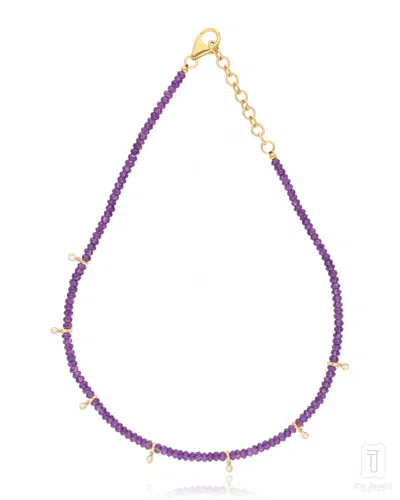 The Jewelz Silver / Neutrals Beach & Amethyst Beads Silver Necklace For Women