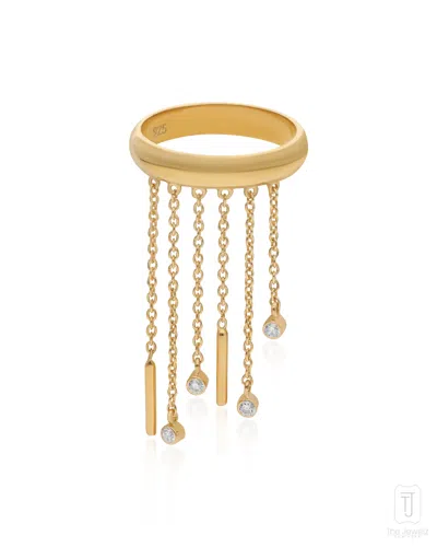 The Jewelz Silver / Neutrals / Yellow Fringe Flow Silver Band Ring For Gifting Women