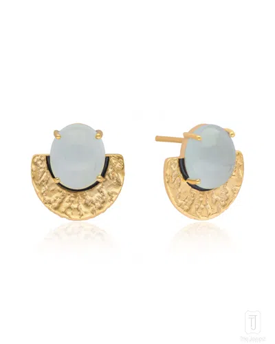 The Jewelz Women's Black / Silver / Yellow Aqua Noir' Aquamarine 925 Silver Earrings In Gold