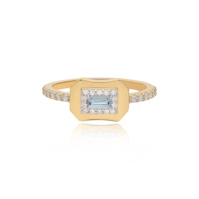 The Jewelz Women's Blue Aqua Innes Signet Ring