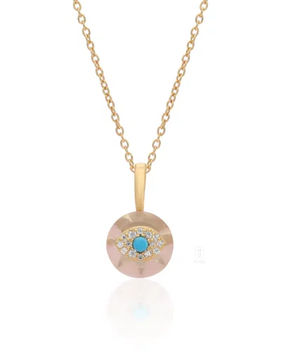 The Jewelz Women's Blue / Pink / Purple Ocean Bloom' Turquoise & Rose Quartz Silver Necklace In Multi