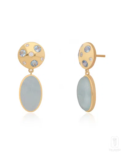 The Jewelz Women's Blue / Silver Aquamarine Dome Earrings In 925 Silver In Multi