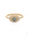 The Jewelz Women's Blue / Silver / Yellow Eraya Balance Signet Ring In London Blue Topaz Gemstone In 925 Silver In Gold