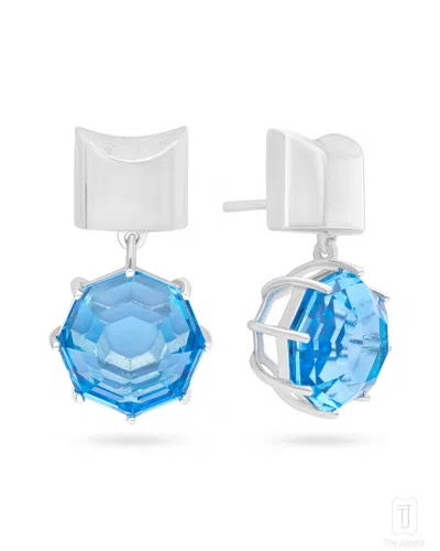 The Jewelz Women's Blue / White / Silver Sky Drift' Sky Blue Tppaz Earrings In Multi