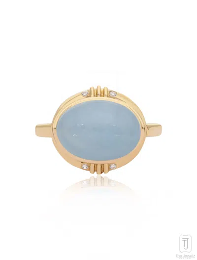 The Jewelz Women's Gold Aqua Innes Cabochon Ring