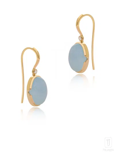 The Jewelz Women's Gold Aquamarine Innes Oval Silver Earrings