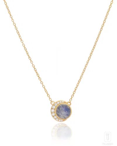 The Jewelz Women's Gold / Blue Eraya 925 Silver Beaming Moon Pendant For Gifting In Multi