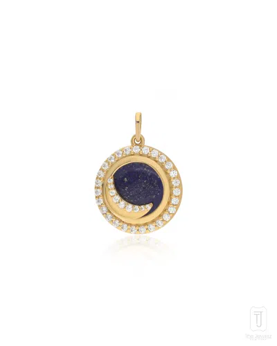 The Jewelz Women's Gold / Blue / Silver Lapis Lunar Charm Pendant In Sterling Silver