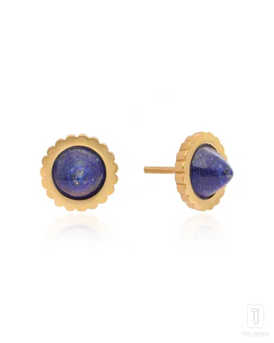 The Jewelz Women's Gold / Blue / Silver Silver Lapis Spire Stud Earrings In Multi