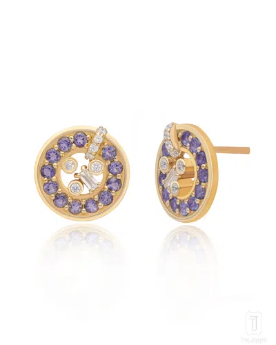 The Jewelz Women's Gold / Purple / Yellow Eraya Pale Fire Amethyst Stud Earrings For Gifting -silver