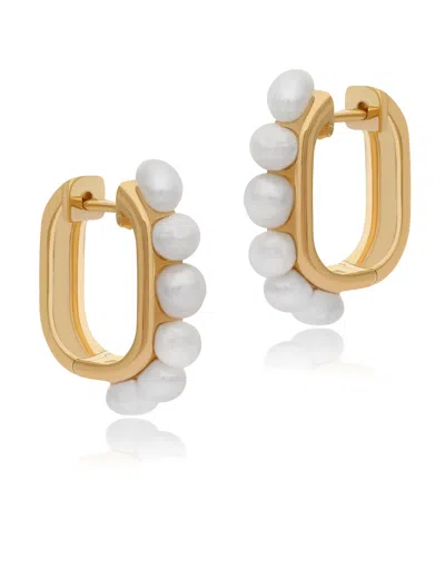 The Jewelz Women's Gold Young & Pearly Hoops