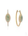 The Jewelz Women's Green Aventurine Hoop Earrings In Silver