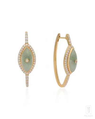 The Jewelz Women's Green Aventurine Hoop Earrings In Silver