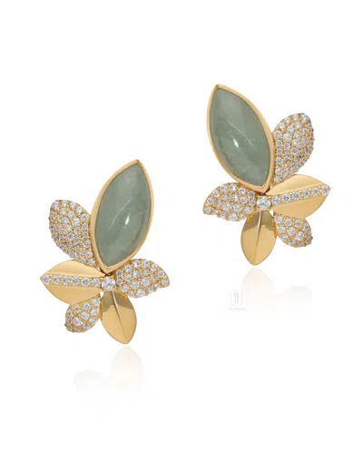 The Jewelz Women's Green Gardenia Ava Aventurine Stud Earrings In Silver