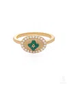 The Jewelz Women's Green / Neutrals / Gold Green Onyx Eraya Balance Signet Silver Ring