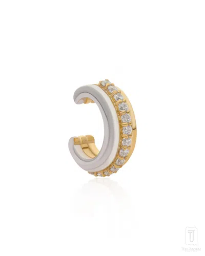 The Jewelz Women's Grey / Gold / Neutrals Axis Double-toned Cuff 925 Silver Earring