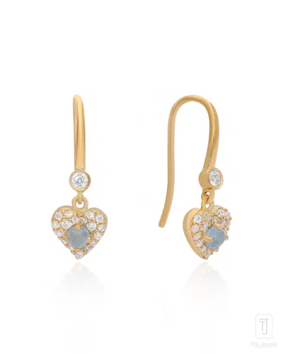 The Jewelz Women's Neutrals / Blue / Silver 'celestial Sigh' 925 Silver Natural Aquamarine Drop Earrings