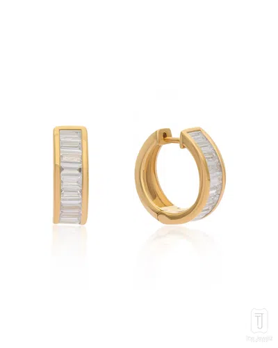 The Jewelz Women's Neutrals / Yellow / Orange 'city Gleam' Silver Huggies Earrings