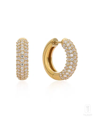 The Jewelz Women's Neutrals / Yellow / Orange 'trinity Glow' 925 Silver Huggies Earrings