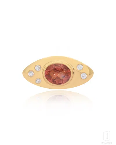 The Jewelz Women's Red / Gold Eraya Crimson Signet Ring - 925 Silver In Multi