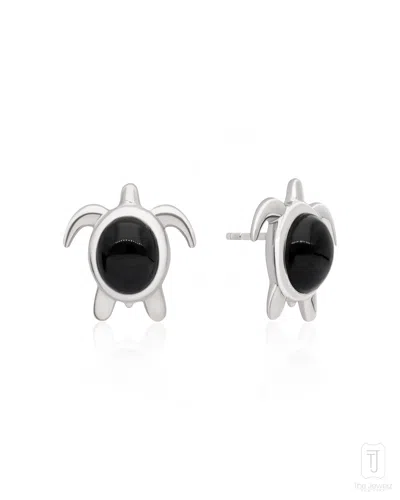 The Jewelz Women's Silver / Black / White Twilight Turtles' Silver Stud Earrings In Multi