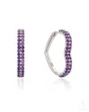 The Jewelz Women's Silver / Blue / Pink Amethyst One Love Silver Huggies