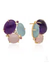 The Jewelz Women's Silver / Pink / Purple Can't Be Tamed Multi-stone Silver Studs